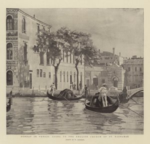 Zondag in Venetië, op weg naar de Engelse kerk van St Barnabas door William Logsdail